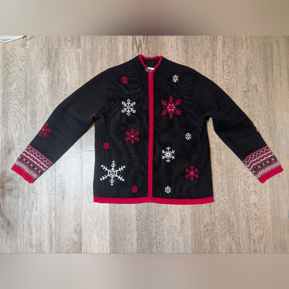Black and Red Snowflake Cardigan